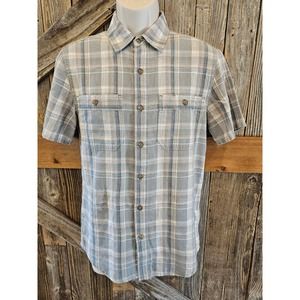 Royal robbins Mens Small hemp organic cotton blend plaid button up ^*